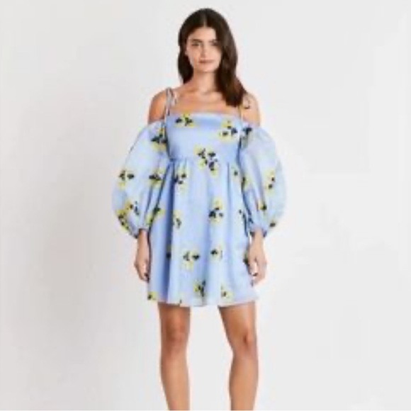 Tanya Taylor Marisa Cold-Shoulder Balloon-Sleeve Mini Dress size 8 - Picture 5 of 10